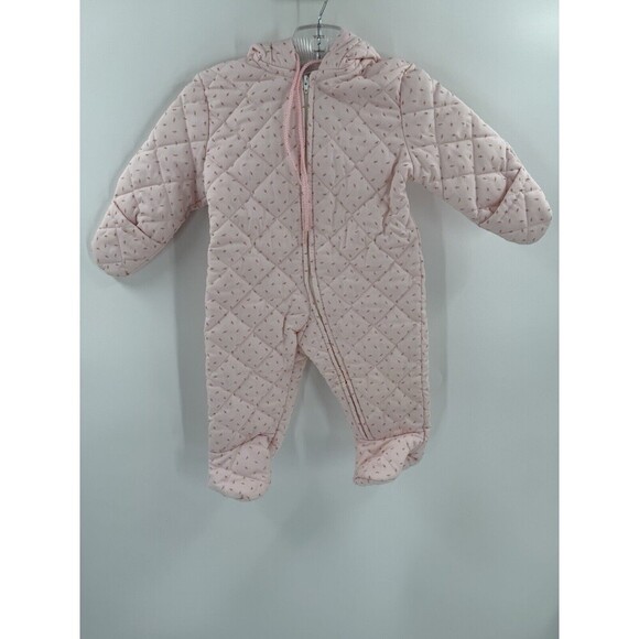 Vintage Union Made Hooded Footed Pink Romper Measures 18 Months USA MADE
